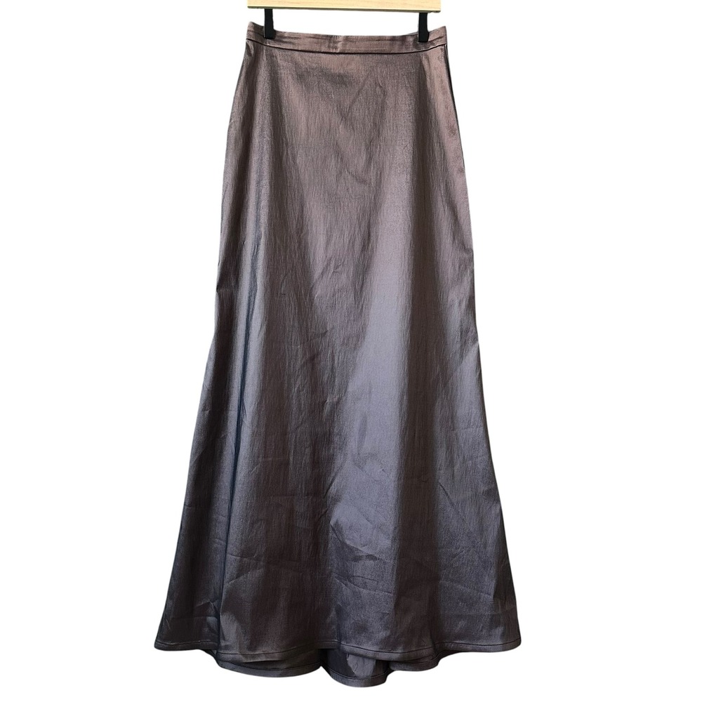 Vintage Tadashi Shoji Metallic Iridescent Flared Maxi Skirt Size 10 Made in USA